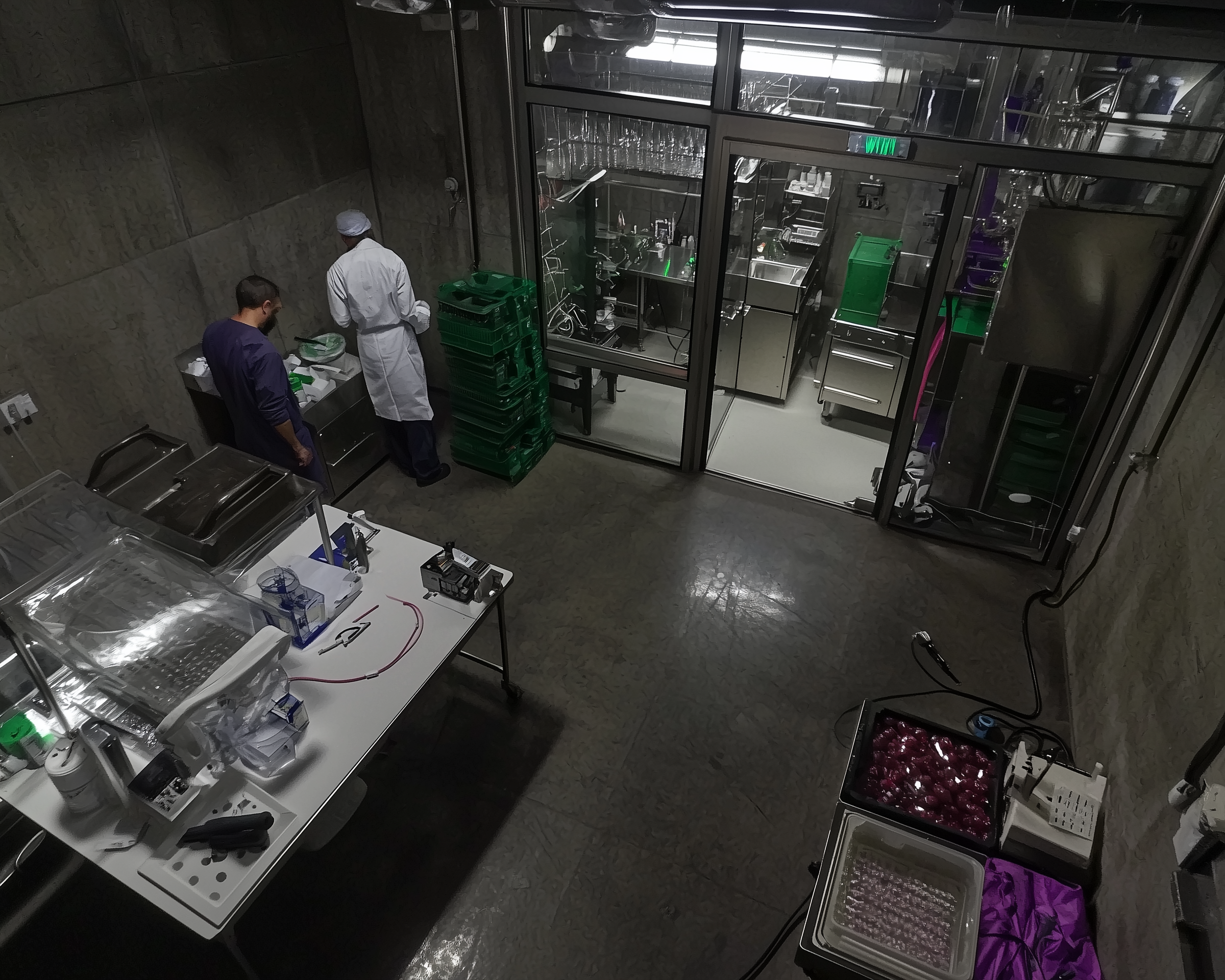 People at a concert facing the stage with various colours of paint powder in the air