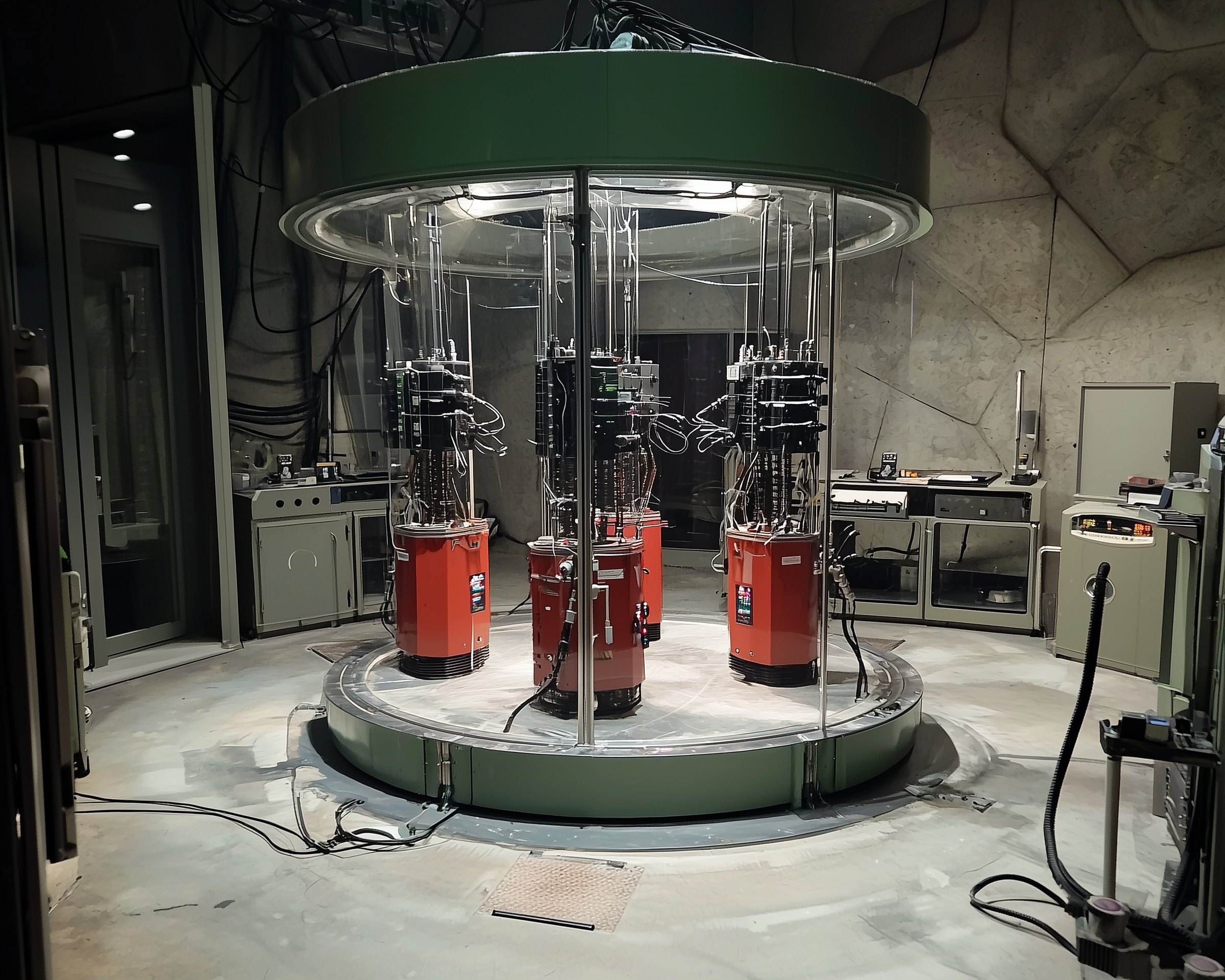 DJ facing a crowd at his deck. Photo with a purple hue